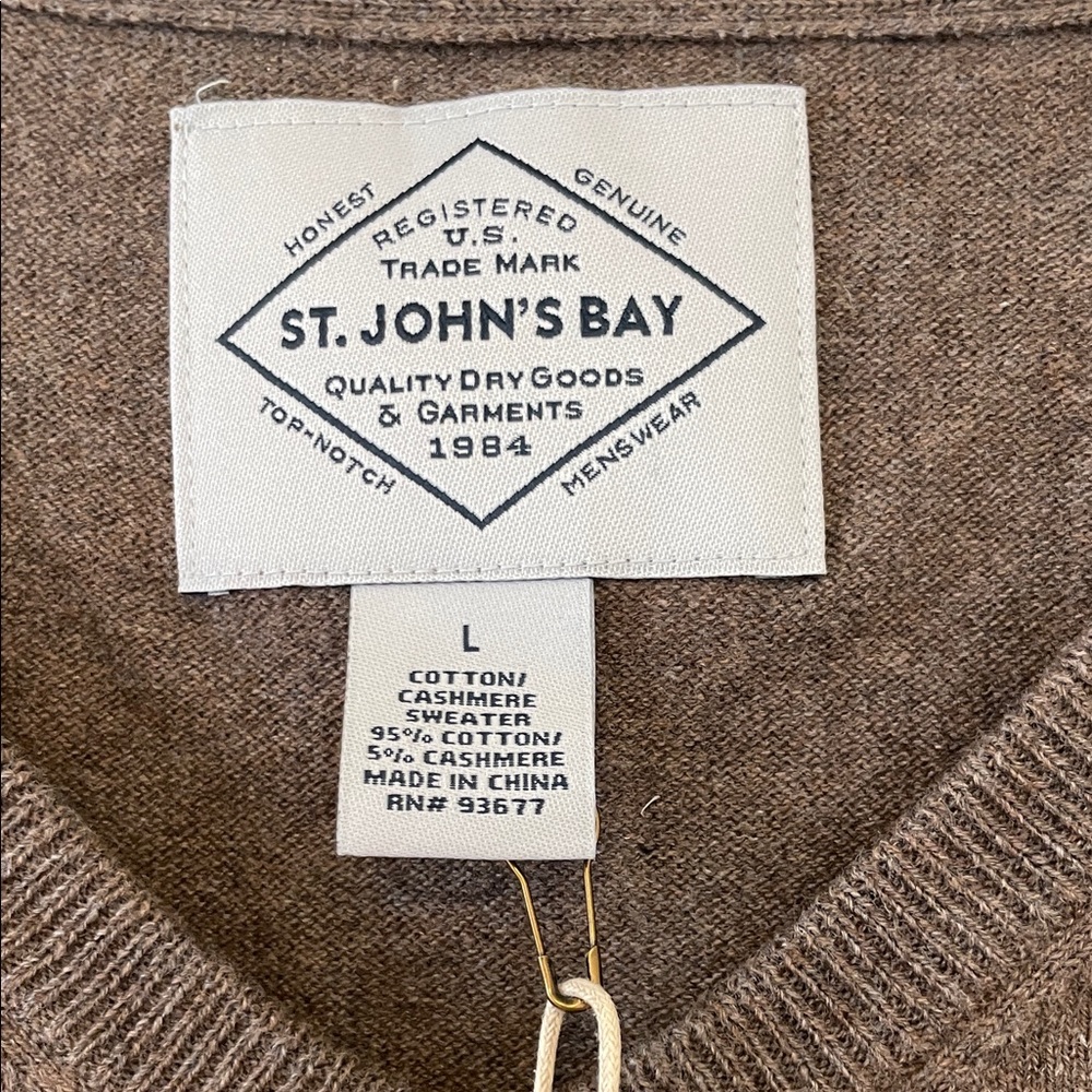 St. John's Bay Women's V-Neck Sweater in Brown - Picture 3 of 8